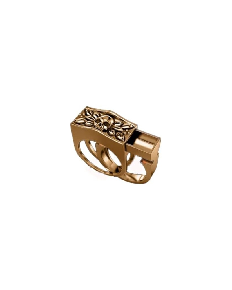 ROSE GOLD HIDDEN COMPARTMENT VINTAGE STYLE SKULL METAL BIKER RING $5.77 Rings