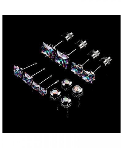 Titanium Screw Back Square Cubic Zirconia Earrings Hypoallergenic for Sensitive Ears 6mm Rainbow 3-6 $10.02 Earrings