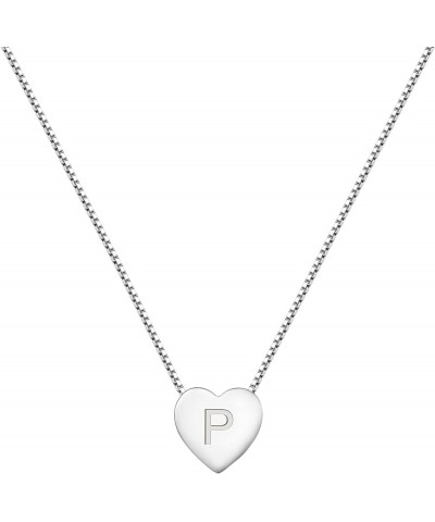 Initial Necklace 925 Sterling Silver Heart Letter Pendant 26 Alphabet Necklace for Women Letter P $24.20 Necklaces