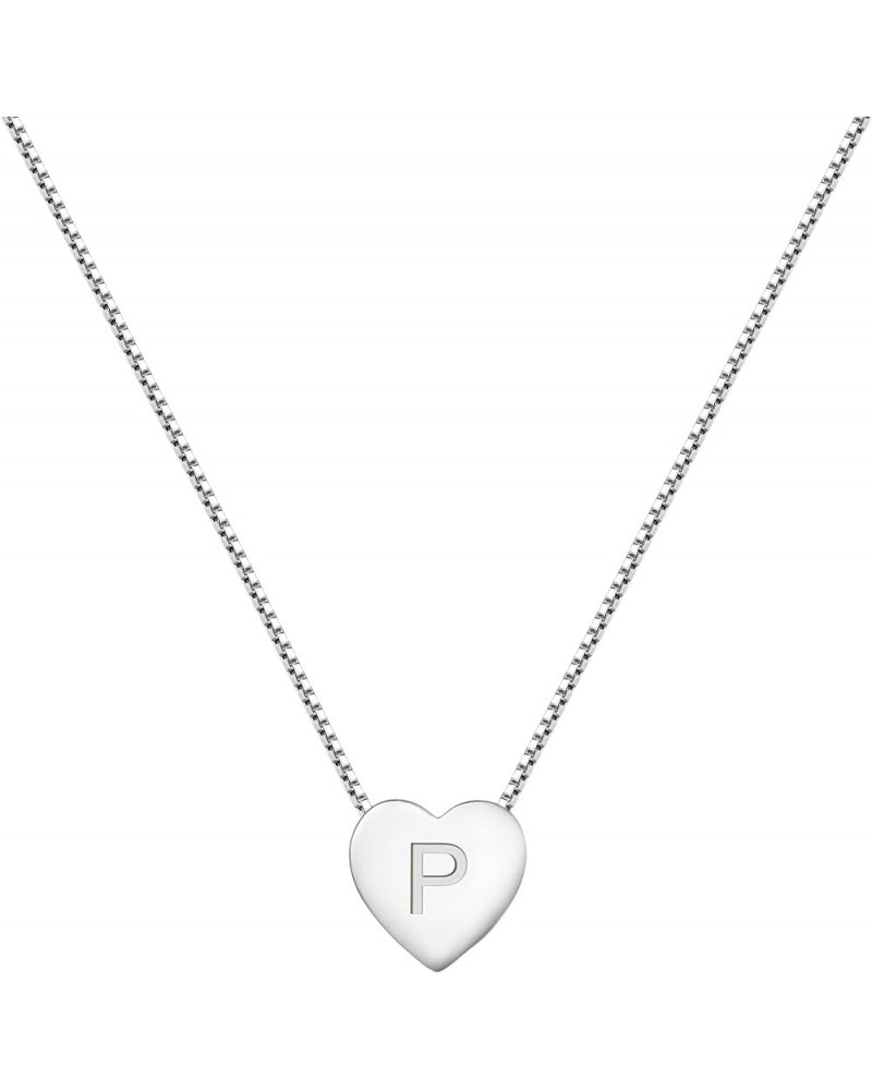 Initial Necklace 925 Sterling Silver Heart Letter Pendant 26 Alphabet Necklace for Women Letter P $24.20 Necklaces