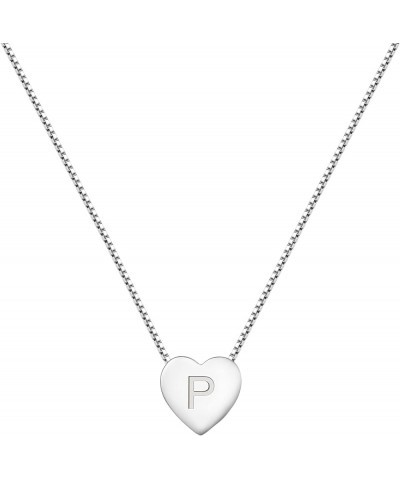 Initial Necklace 925 Sterling Silver Heart Letter Pendant 26 Alphabet Necklace for Women Letter P $24.20 Necklaces