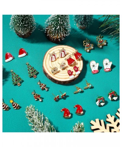 30 Pairs Christmas Stud Earrings Set Christmas Earrings Snowman Candy Holiday Earrings Cute Xmas Theme Stud Earrings for Wome...