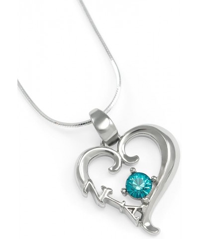 Zeta Tau Alpha Sterling Silver Heart Pendant with Turquoise CZ 18.0 Inches $19.20 Pendants