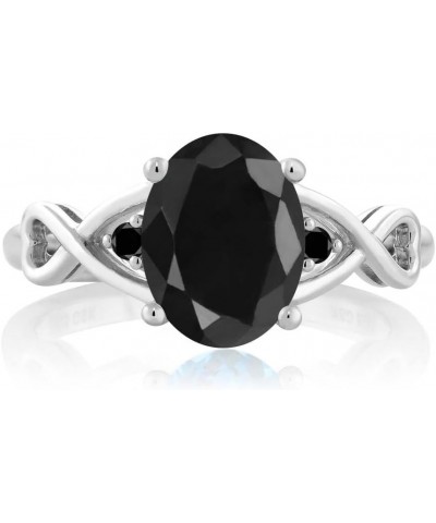 925 Sterling Silver Black Sapphire and Black Diamond Women 3 Stone Ring (2.60 Cttw, Available in size 5, 6, 7, 8, 9) $35.49 R...