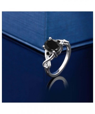 925 Sterling Silver Black Sapphire and Black Diamond Women 3 Stone Ring (2.60 Cttw, Available in size 5, 6, 7, 8, 9) $35.49 R...