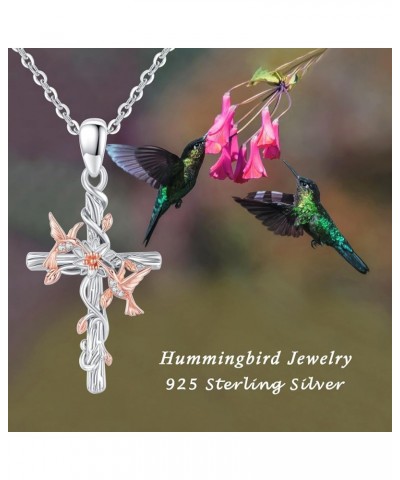 Hummingbird Necklace 925 Sterling Silver Flower Bird Necklace Animal Pendant Cross Bird Necklace Heart Flower Hummingbird Nec...