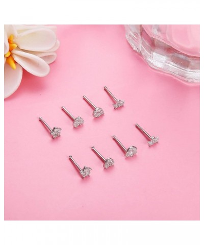 8-12Pcs Nose Rings 20G 925 Sterling Silver Nose Ring For Women Butterfly Halo L Shaped Nose Stud CZ Star Heart Straight Nose ...