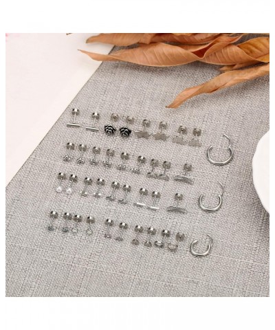 21 Pairs Stainless Steel Earrings Set for Women Men Star Moon flower Snake Leaf 20G Cartilage Earrings Set Hypoallergenic Fla...