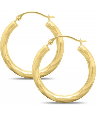 14K Yellow Gold Patterned Hinged Fancy Statement Hoop Earrings - Assorted Designs and Sizes 24MM ( 0.95" ) Diameter Round Wav...