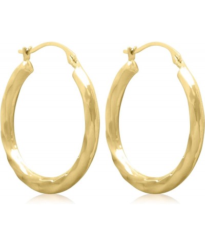 14K Yellow Gold Patterned Hinged Fancy Statement Hoop Earrings - Assorted Designs and Sizes 24MM ( 0.95" ) Diameter Round Wav...