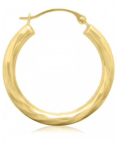 14K Yellow Gold Patterned Hinged Fancy Statement Hoop Earrings - Assorted Designs and Sizes 24MM ( 0.95" ) Diameter Round Wav...