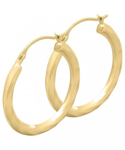 14K Yellow Gold Patterned Hinged Fancy Statement Hoop Earrings - Assorted Designs and Sizes 24MM ( 0.95" ) Diameter Round Wav...