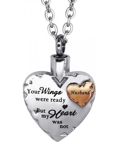 Gold Family Love Your Wings were Ready but My Heart was not Urn Necklace for Ashes Memorial Keepsake Cremation Jewelry Husban...