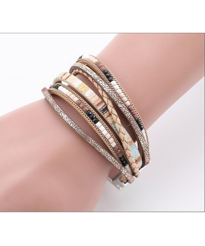 Leather Bracelets for Women Boho Bracelet Stackable Bracelets for Women Summer Bracelet Leather Wrap Bracelet for Girls Trend...