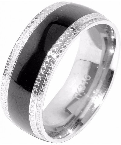 His & Hers 3 PCS Black IP Stainless Steel Princess Cut CZ Engagement Ring Set Mens Matching Band Size Women's 10 Men's 13 $18...