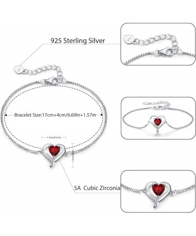 Infinity Love Heart Bracelets for Women Sterling Silver Charm Birthstone Bracelet Adjustable Anniversary Valentine's Day Birt...