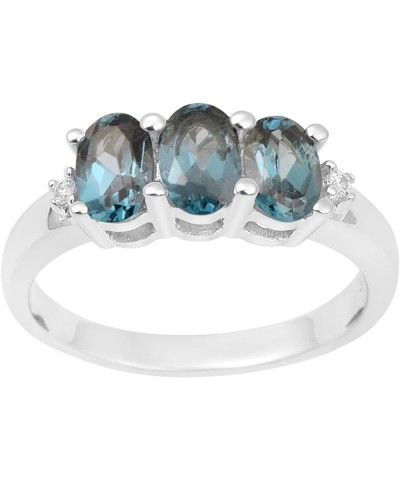 925 Sterling Silver Three-Stone Past, Present and Future Ring, Various Gemstones, Birthstones Rings London Blue Topaz $19.71 ...