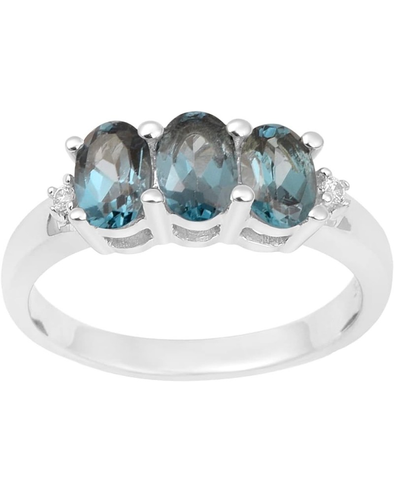 925 Sterling Silver Three-Stone Past, Present and Future Ring, Various Gemstones, Birthstones Rings London Blue Topaz $19.71 ...