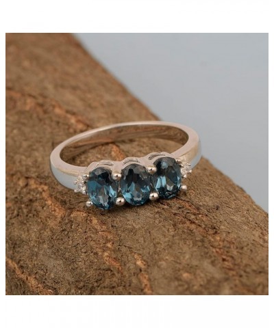 925 Sterling Silver Three-Stone Past, Present and Future Ring, Various Gemstones, Birthstones Rings London Blue Topaz $19.71 ...