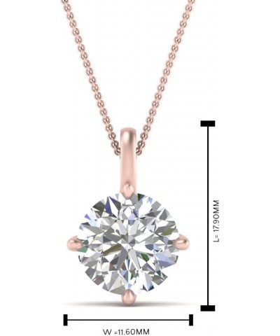 1/4 To 5 Carat Round Cut Lab Grown Diamond Solitaire 4 Prong Necklace Pendant With 18" Chain For Her 14K Gold (SI1-SI2 Clarit...