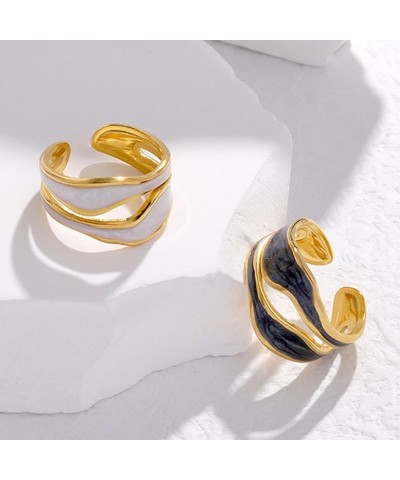 14K Gold Plated Chunky Open Rings for Women Men Adjustable Ring Fashion Personality Statement Rings Simple Stackable Band Knu...