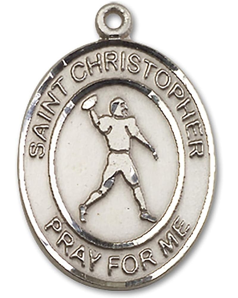 Sterling Silver Sport Medal St. Christopher | Football 2 $34.03 Necklaces