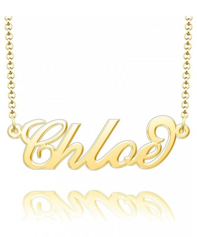 Name Necklace Personalized Gold Custom Name Plate Necklace Sterling Silver Chloe-Gold $19.37 Necklaces