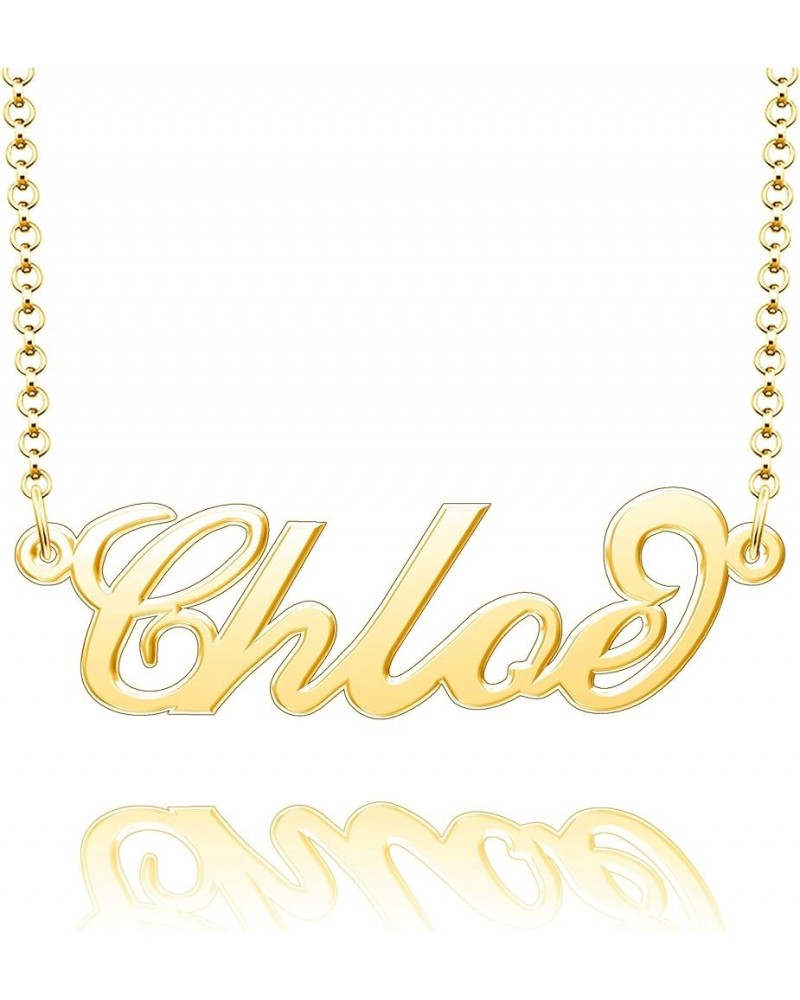 Name Necklace Personalized Gold Custom Name Plate Necklace Sterling Silver Chloe-Gold $19.37 Necklaces