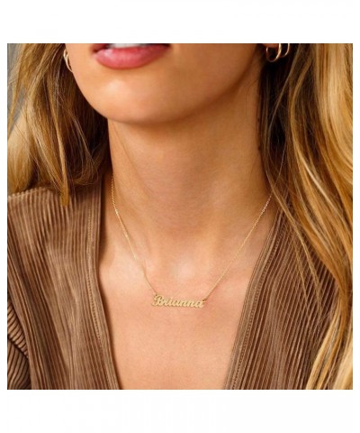 Name Necklace for Women Girls, 14K Gold Plated Personalized Necklaces for Women Name Jewelry, Gold Nameplate Necklaces for Te...