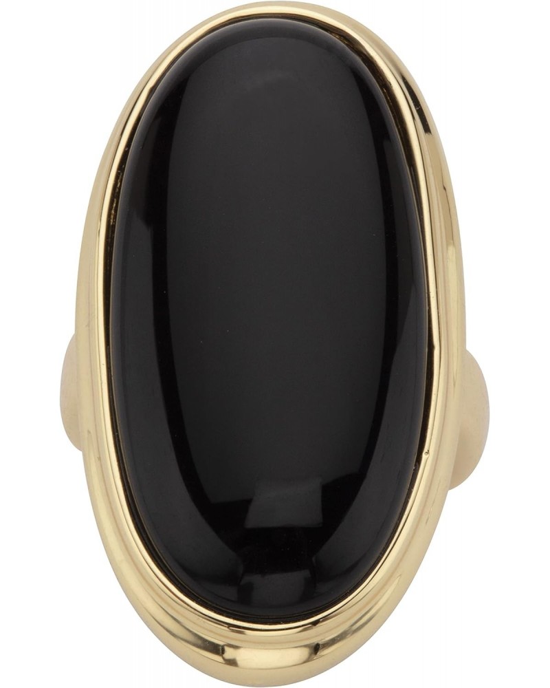 PalmBeach Yellow Gold-Plated or Silvertone Oval Cut Natural Black Onyx Bezel Set Ring Size 7 $29.89 Rings