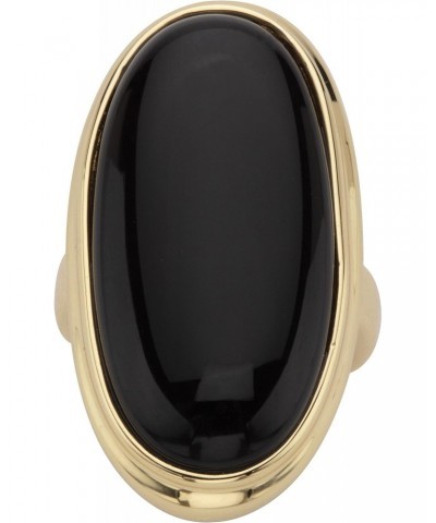 PalmBeach Yellow Gold-Plated or Silvertone Oval Cut Natural Black Onyx Bezel Set Ring Size 7 $29.89 Rings