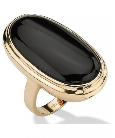 PalmBeach Yellow Gold-Plated or Silvertone Oval Cut Natural Black Onyx Bezel Set Ring Size 7 $29.89 Rings