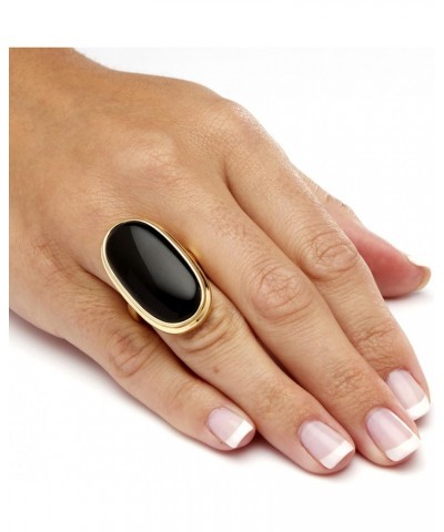 PalmBeach Yellow Gold-Plated or Silvertone Oval Cut Natural Black Onyx Bezel Set Ring Size 7 $29.89 Rings