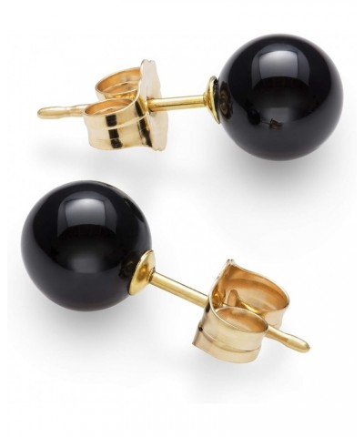 14k Yellow Gold Natural Black Onyx Round Stud Earrings 6mm $23.20 Earrings