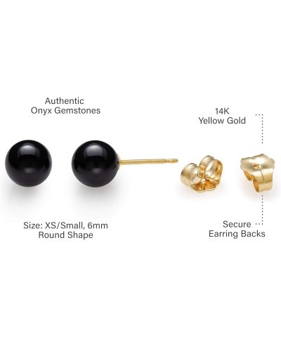 14k Yellow Gold Natural Black Onyx Round Stud Earrings 6mm $23.20 Earrings