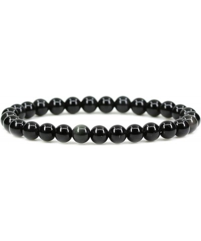 Natural Gemstone 6mm Round Beads Stretch Bracelet 7 Inch Rainbow Obsidian $7.53 Bracelets