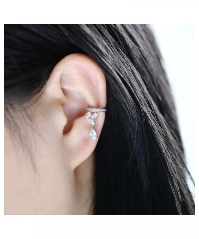 925 Sterling Silver Ear Cuff Earrings For Women Cubic Zirconia Huggie Cartilage Clip On Wrap Heart Star Ear Cuffs Wraps Earri...