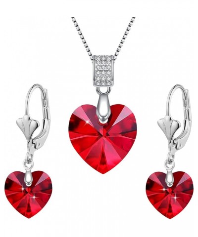 Women's Heart Crystal Jewelry Set Collection,Love Heart Necklaces and Earrings Jewelry Sets 14K Rhodium Tone Plated Crystals ...