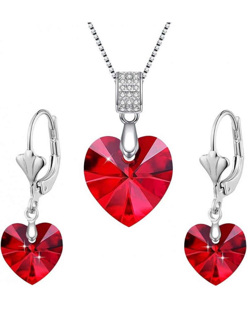 Women's Heart Crystal Jewelry Set Collection,Love Heart Necklaces and Earrings Jewelry Sets 14K Rhodium Tone Plated Crystals ...