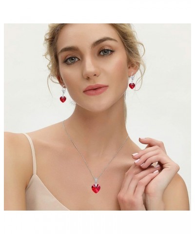 Women's Heart Crystal Jewelry Set Collection,Love Heart Necklaces and Earrings Jewelry Sets 14K Rhodium Tone Plated Crystals ...