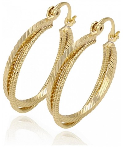 Fashion Noble Style 14K Gold Plated Hoop Earrings 3 Circles Round Shape For Party Hoop $11.93 Earrings