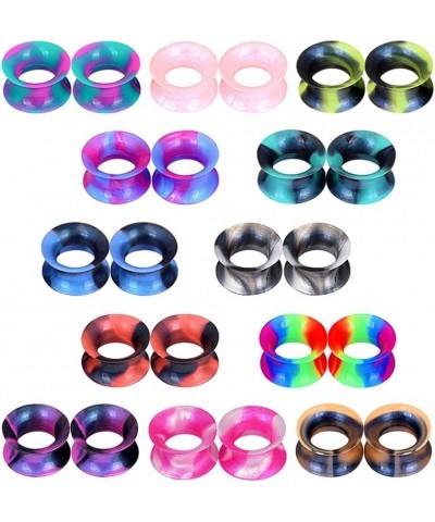 30pcs/22pcs Colorful Silicone Gauges Plugs Double Flared Flexible Tunnels Ear Skin Stretcher Kit Piercing 3mm-25mm 24pcs, 2g(...