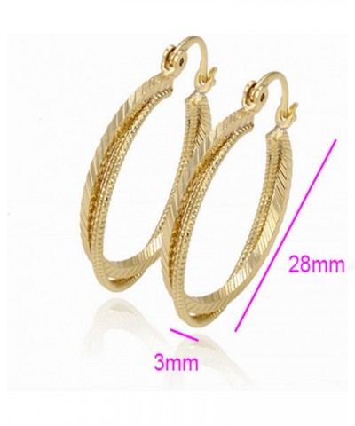 Fashion Noble Style 14K Gold Plated Hoop Earrings 3 Circles Round Shape For Party Hoop $11.93 Earrings