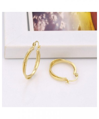 Fashion Noble Style 14K Gold Plated Hoop Earrings 3 Circles Round Shape For Party Hoop $11.93 Earrings