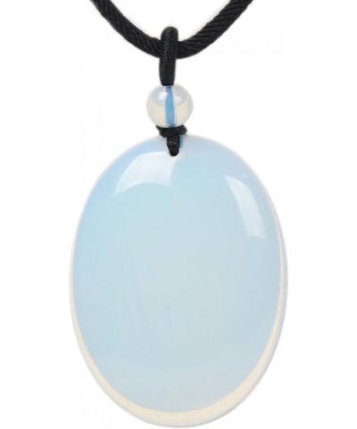 Crystal Gemstone Healing Quartz 40mm Flatback Oval Braided Cord Necklace 22 Synthetic Opalite $8.11 Necklaces