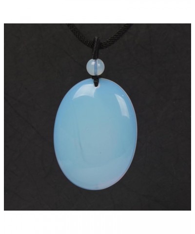 Crystal Gemstone Healing Quartz 40mm Flatback Oval Braided Cord Necklace 22 Synthetic Opalite $8.11 Necklaces