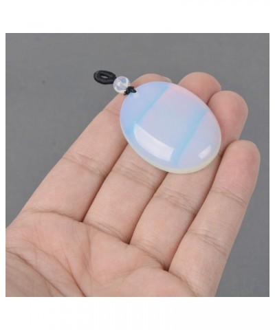 Crystal Gemstone Healing Quartz 40mm Flatback Oval Braided Cord Necklace 22 Synthetic Opalite $8.11 Necklaces