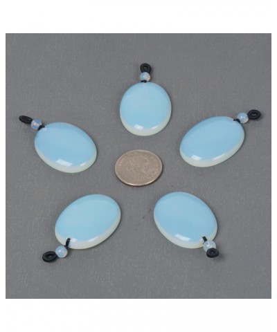 Crystal Gemstone Healing Quartz 40mm Flatback Oval Braided Cord Necklace 22 Synthetic Opalite $8.11 Necklaces