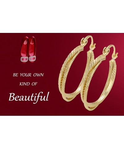 Fashion Noble Style 14K Gold Plated Hoop Earrings 3 Circles Round Shape For Party Hoop $11.93 Earrings