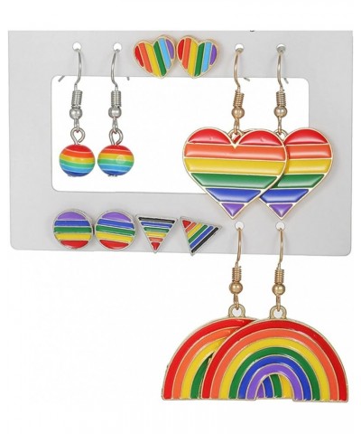 Rainbow Earrings Pride Earrings LGBT Lesbian Gay Rainbow Flag Heart Love Charm Gold Dangle Pansexual Hoop Pride Jewelry for M...